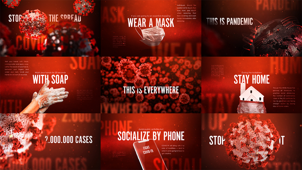 STOP  Stop the spread awareness campaign style frames. 