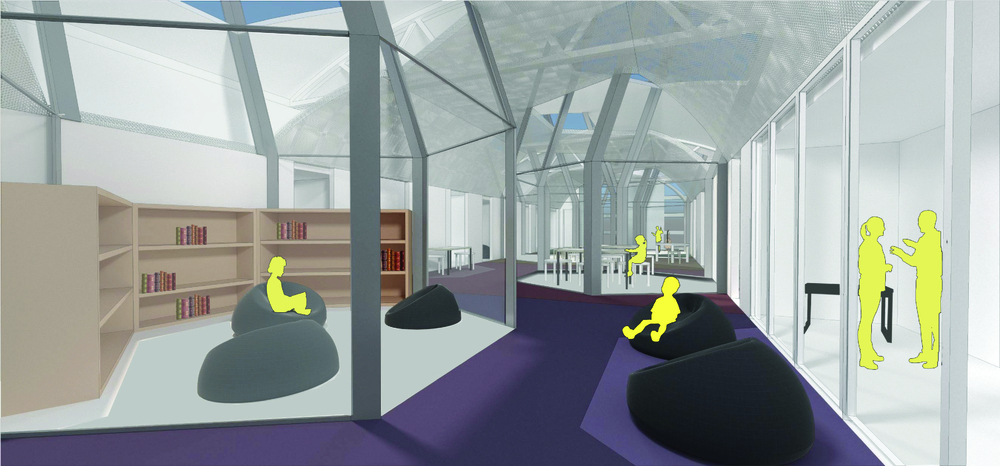 Library/ Lounge Area Interior Rendering