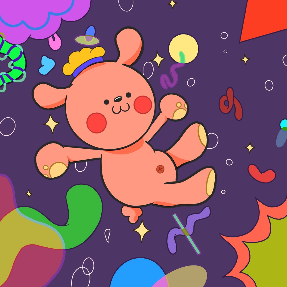 Funky Pup Floating in Space