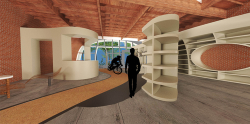 Bike Path/ Library Interior Rendering 