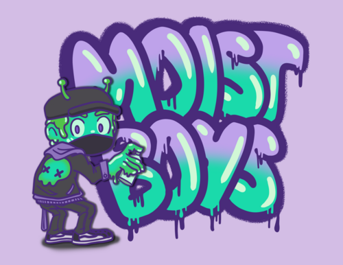 Moist Boys Graffiti Sticker Lilac Dreams