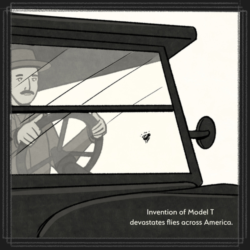 Invention of Model T devastates flies across America.