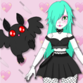 Doll with teal hair and cute monster character