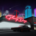 Outrun: Turbo is a cassette/cyberpunk future world bathed in a 1980's neon retro glow.
