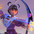 3D render of girl holding bow and arrow